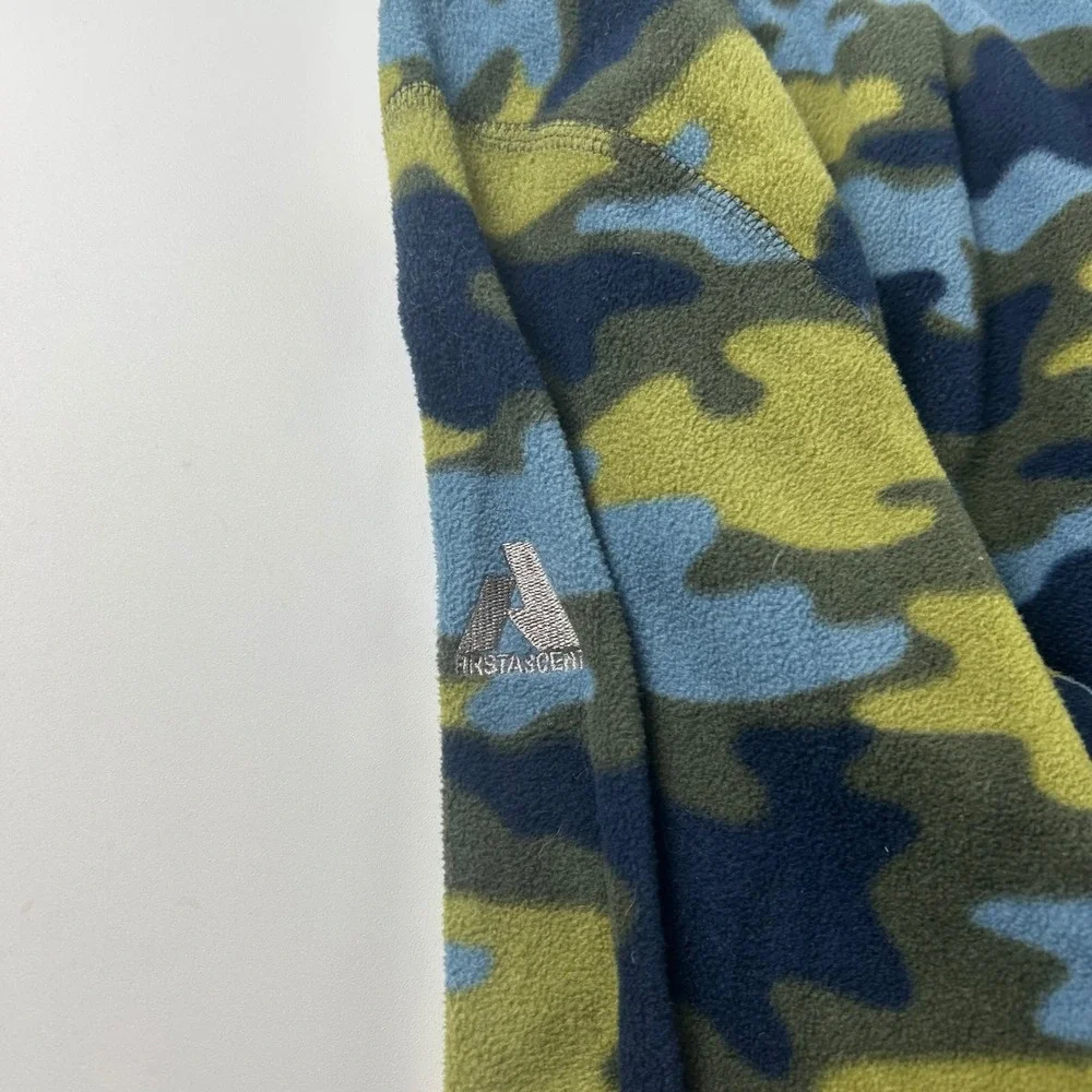 Eddie Bauer Men's Tall L First Ascent Camo Fleece 1/4 Zip Pullover Blue Green
